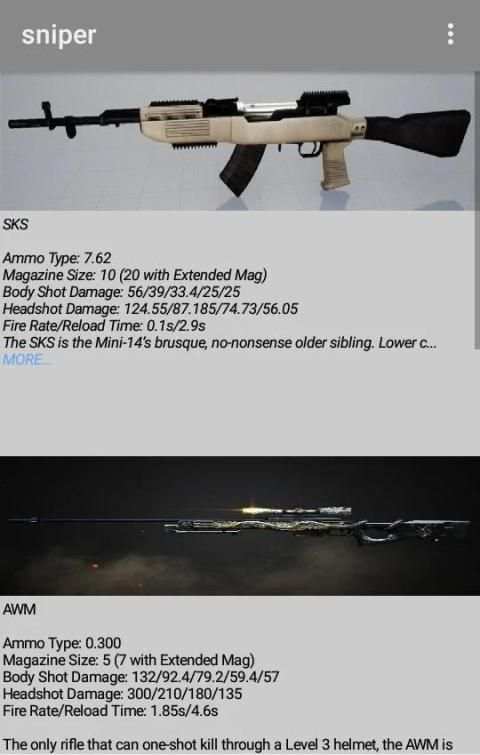 PUBG Gun Information स्क्रीनशॉट 1
