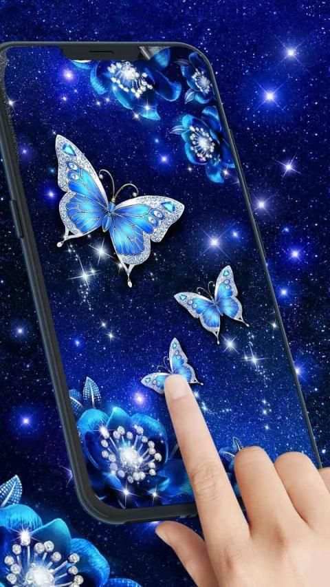 Shiny Blue Butterfly Live Wallpaper स्क्रीनशॉट 2