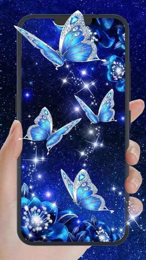 Shiny Blue Butterfly Live Wallpaper स्क्रीनशॉट 1
