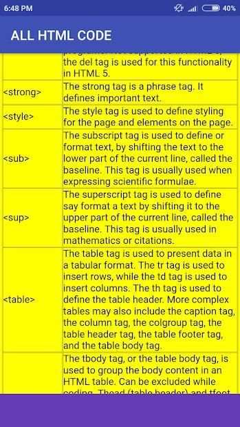 All Html Tags List screenshot 1
