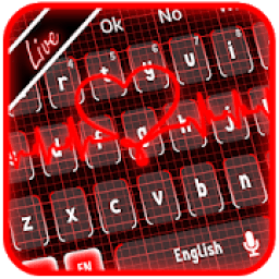 Live 3D Neon Red Heart Keyboard Theme आइकन