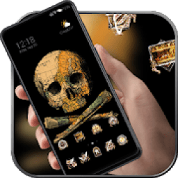 Pirate theme one treasure piece skull map icon