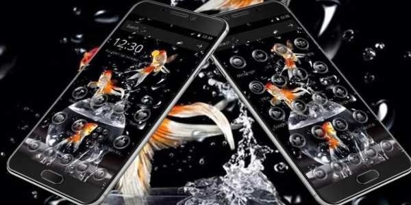 Goldfish Water Drops Theme screenshot 1