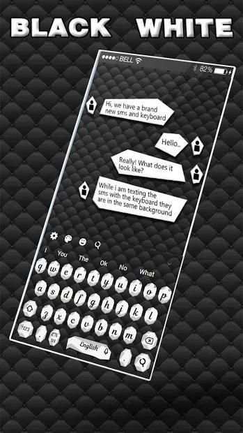 Black White SMS Keyboard 2 تصوير الشاشة