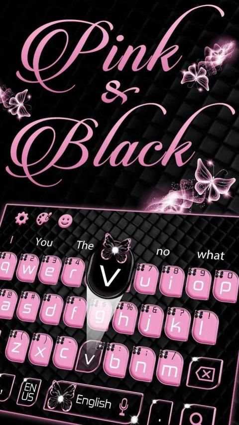 Pink Black Butterfly Keyboard Theme स्क्रीनशॉट 3