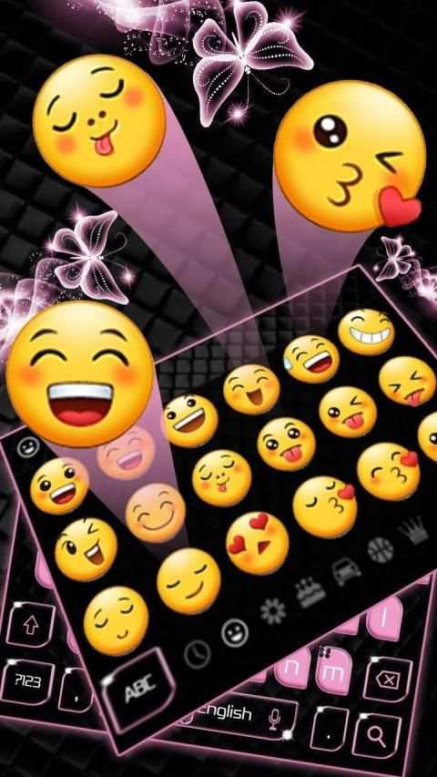 Pink Black Butterfly Keyboard Theme स्क्रीनशॉट 1