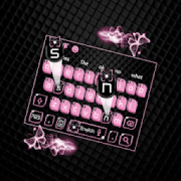 Pink Black Butterfly Keyboard Theme आइकन