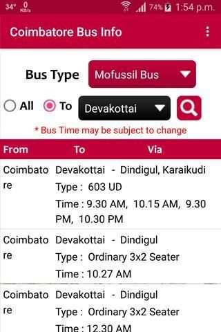 Coimbatore Bus Info screenshot 12