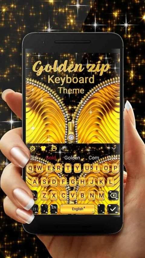 Golden Zipper Keyboard Theme स्क्रीनशॉट 3