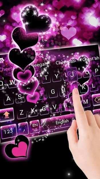 Sparkling Purple Heart Keyboard Theme screenshot 1