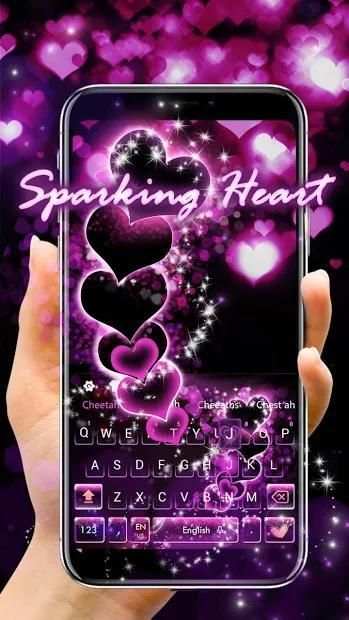 Sparkling Purple Heart Keyboard Theme screenshot 2