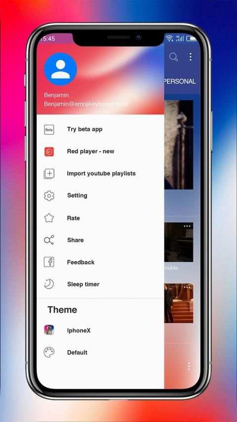 Phone X Music - Red player स्क्रीनशॉट 3