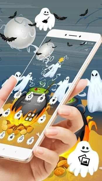 Halloween Moon Night Ghost Soup Theme screenshot 2