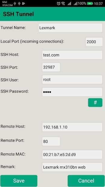 SSH Tunnel screenshot 1