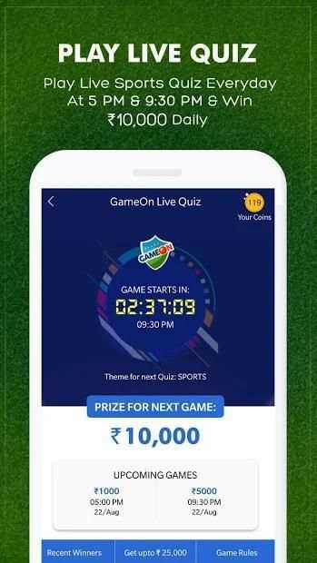 GameOn: Match Prediction & Live Sports Quiz स्क्रीनशॉट 2
