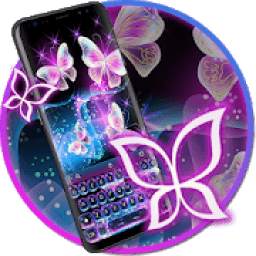 Glitter Neon Purple Butterfly Keyboard Theme