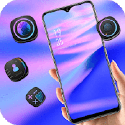 ikon Abstract purple neon streamer wave theme