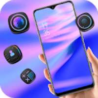Abstract purple neon streamer wave theme