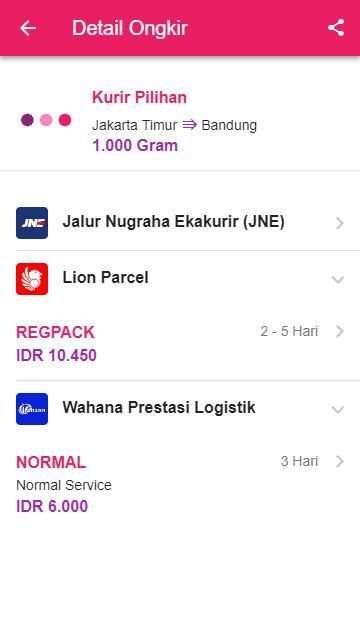 Cek Ongkir & Resi JNE, TIKI, Wahana, Ninja, Pandu screenshot 2