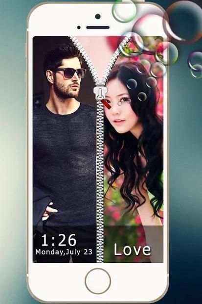 Couple Zipper Lock Screen स्क्रीनशॉट 1