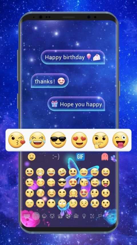Butterfly Sparkle Neon Keyboard Theme screenshot 2