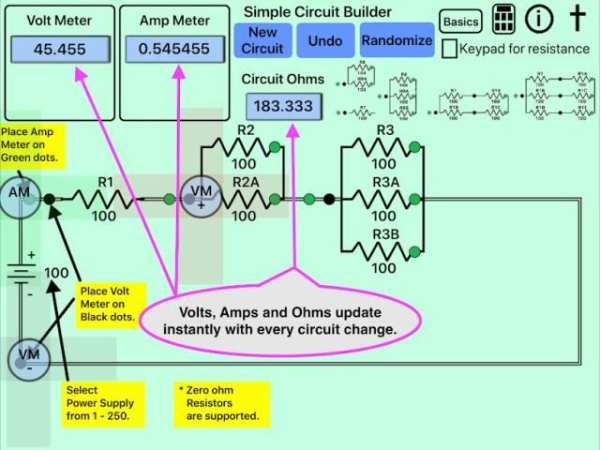 Simple Circuit Builder, Series Parallel Resistors screenshot 3