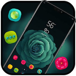 Bright blooming green rose flowers theme icon