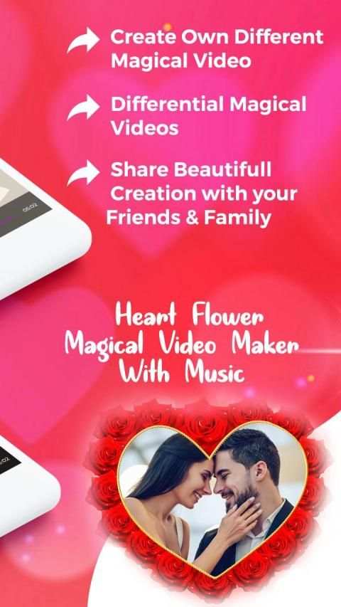 Heart Flower Magical Video Maker With Music स्क्रीनशॉट 1
