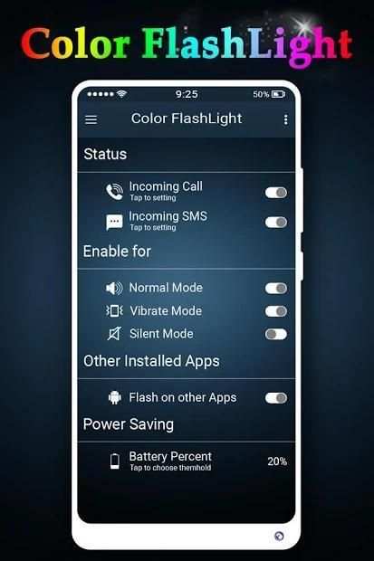 Color Flash Light alert on Call and SMS, Torch LED screenshot 3