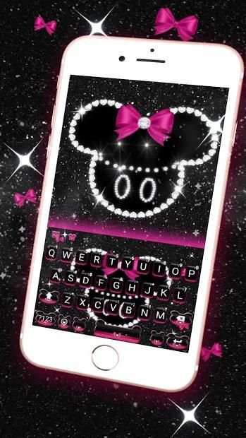 Glitter Bow Minny Keyboard Theme screenshot 1