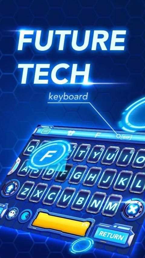 Neon Blue Keyboard - Tech screenshot 5