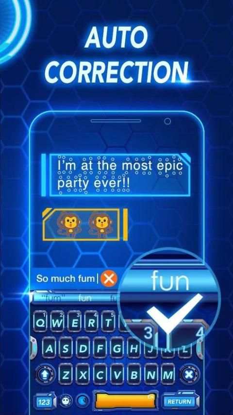Neon Blue Keyboard - Tech screenshot 1