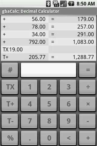 gbaCalc Lite Decimal Calc स्क्रीनशॉट 1