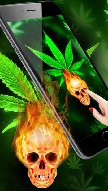 Green Weed Fire Skull Theme screenshot 1