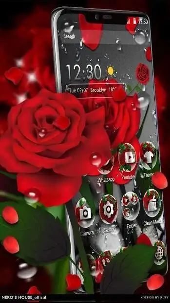 3d Crimson Rose Dew Gravity Theme App Android क ल ए ड उनल ड 9apps