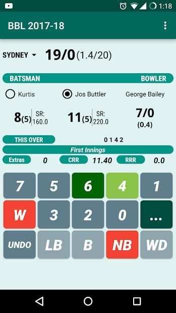 Cricket Scorer स्क्रीनशॉट 1