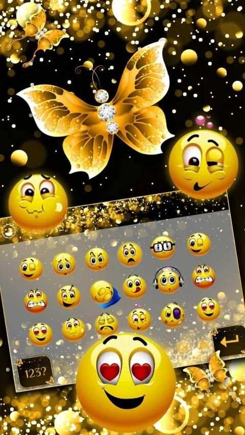 Luxury Gold Butterfly Keyboard स्क्रीनशॉट 1