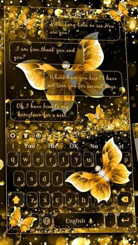 Luxury Gold Butterfly Keyboard स्क्रीनशॉट 2