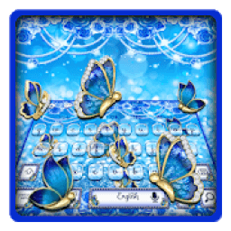 Blue Butterfly Diamond Keyboard Theme आइकन