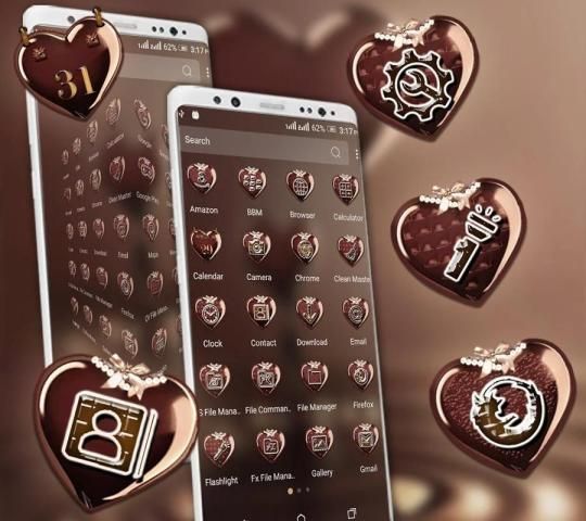 Chocolate Love Heart Launcher Theme स्क्रीनशॉट 4