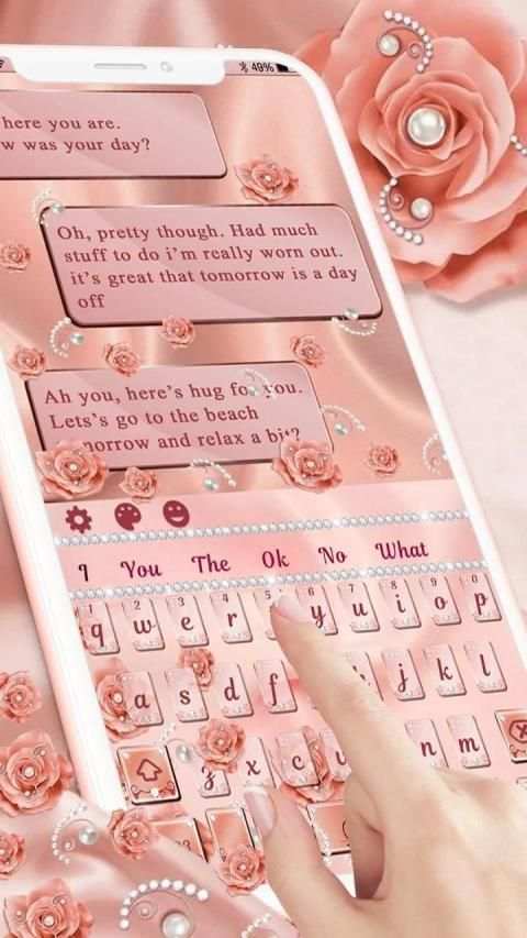 Pink Rose Gold Keyboard Typing Theme स्क्रीनशॉट 3