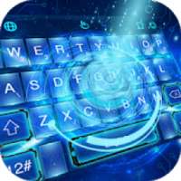 Neon Blue Technology Keyboard Theme