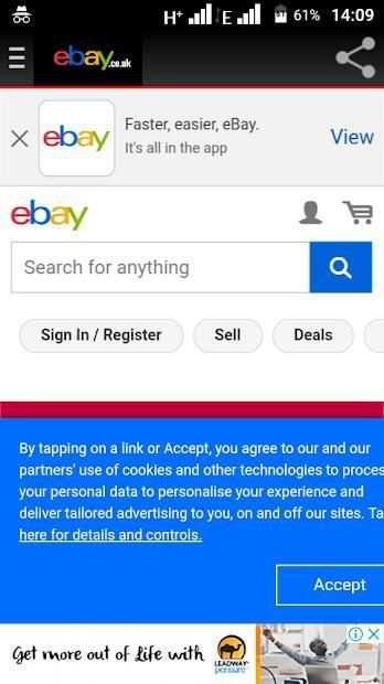 eBay UK mobile shopping app screenshot 1