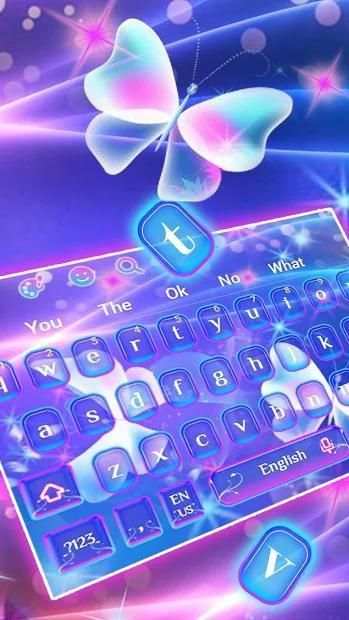 Neon Sparkle Butterfly Keyboard Theme screenshot 3