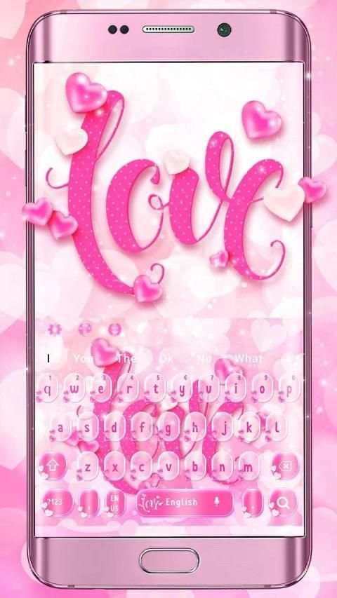 Glitter Pink Love Heart Keyboard Theme screenshot 2