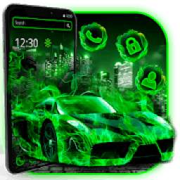 Neon Green Flame Car Theme