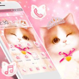 Cute Pink Fluffy Cat Theme आइकन