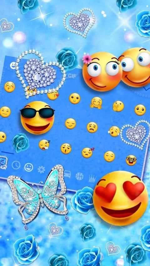 Blue Diamond Butterfly Gravity Keyboard Theme स्क्रीनशॉट 3