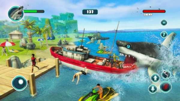 Shark Attack Game Simulator:Big Shark Games स्क्रीनशॉट 1
