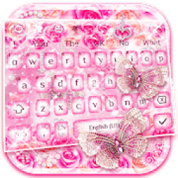 Pink Rose Diamond Keyboard Theme आइकन